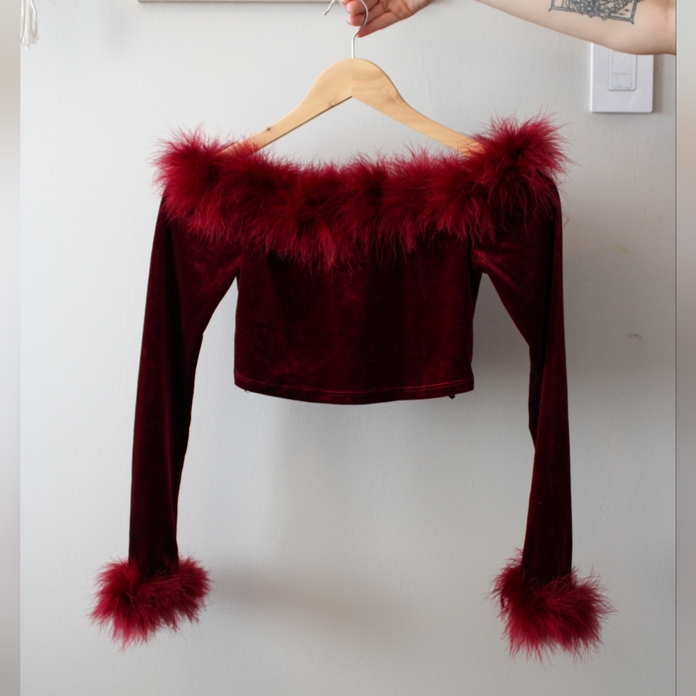 Fashion Nova Feather Velvet Top